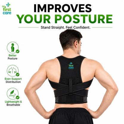 Posture Corrector Belt for Men & Women | Back & Shoulder Support Brace for Pain Relief | Adjustable, Breathable Back Straightener | Wear Under Clothes | Universal Fit | Made in India | 1 Year Warranty