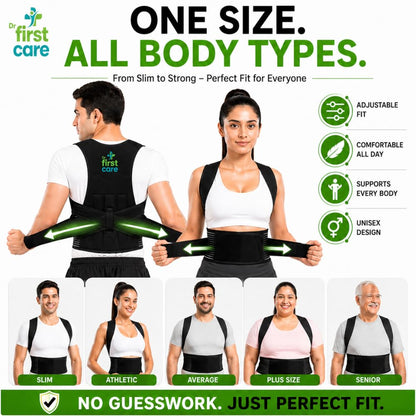 Posture Corrector Belt for Men & Women | Back & Shoulder Support Brace for Pain Relief | Adjustable, Breathable Back Straightener | Wear Under Clothes | Universal Fit | Made in India | 1 Year Warranty