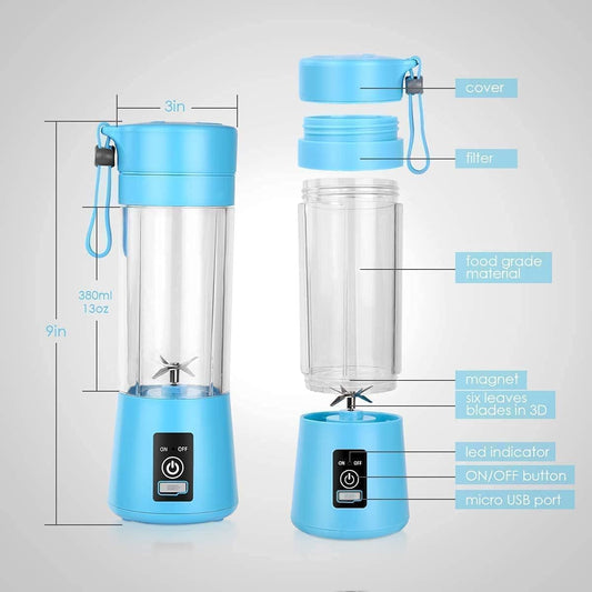 Portable 6-Blade Juicer Blender with Built-In Jar, Juice Mixer Bottle, Fruit Juice Machine, USB Rechargeable Personal Size Juicer Grinder for Juices (MultiColor) (S6)