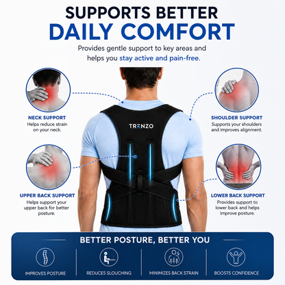 Breathable lightweight posture corrector belt by Trenzo for all day comfort