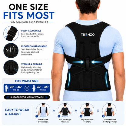 Adjustable posture corrector with customizable straps for men and women