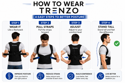 Trenzo posture corrector size guide for the perfect fit